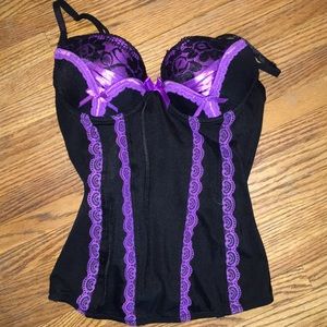 Purple and black corset